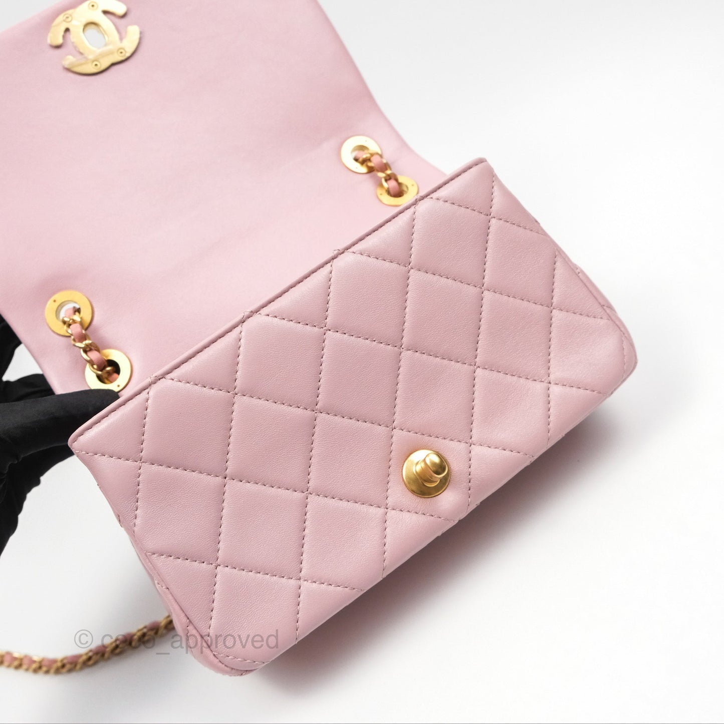 Chanel Flap Bag Dusty Pink Lambskin Aged Gold Hardware 24P