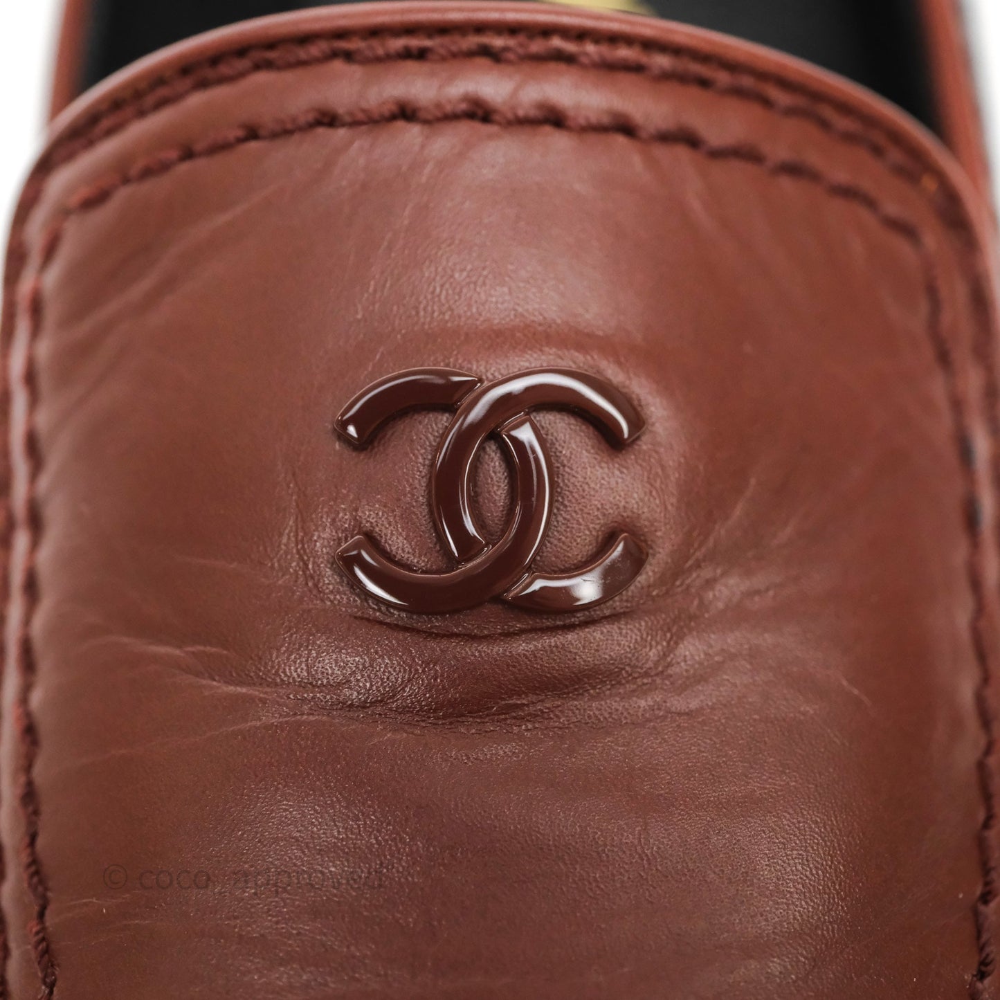 Chanel CC Loafers Black/ Brown Calfskin Size 35.5