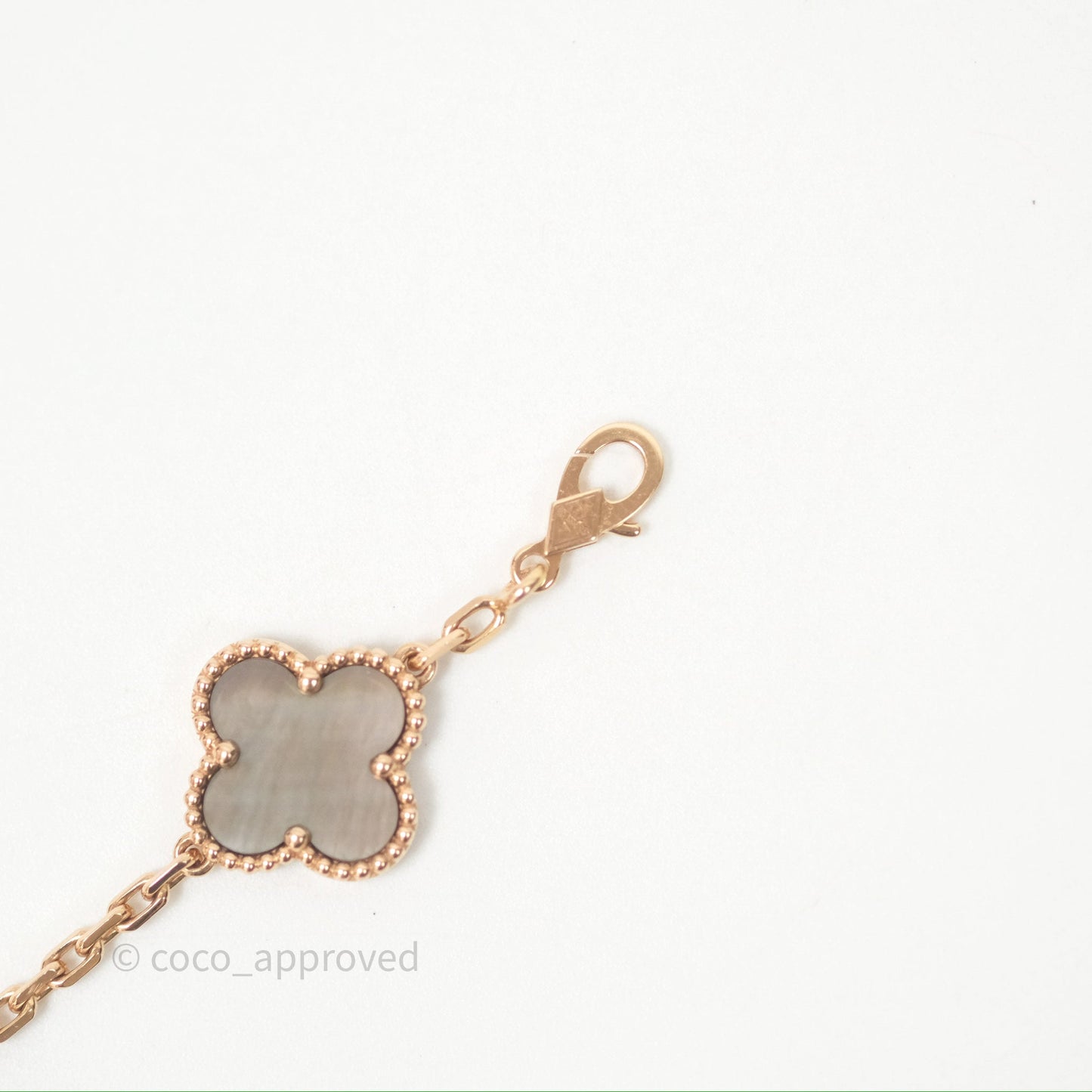 Van Cleef & Arpels Vintage Alhambra 5 Motifs Bracelet Grey Mother-of-pearl Diamonds Rose Gold