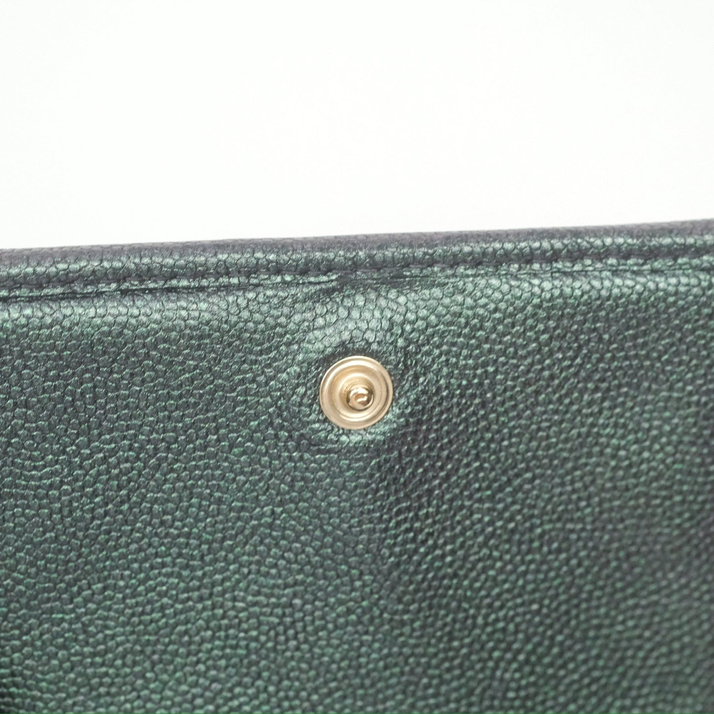 Chanel Quilted White CC Short Wallet Iridescent Green Purple Gold Hardware