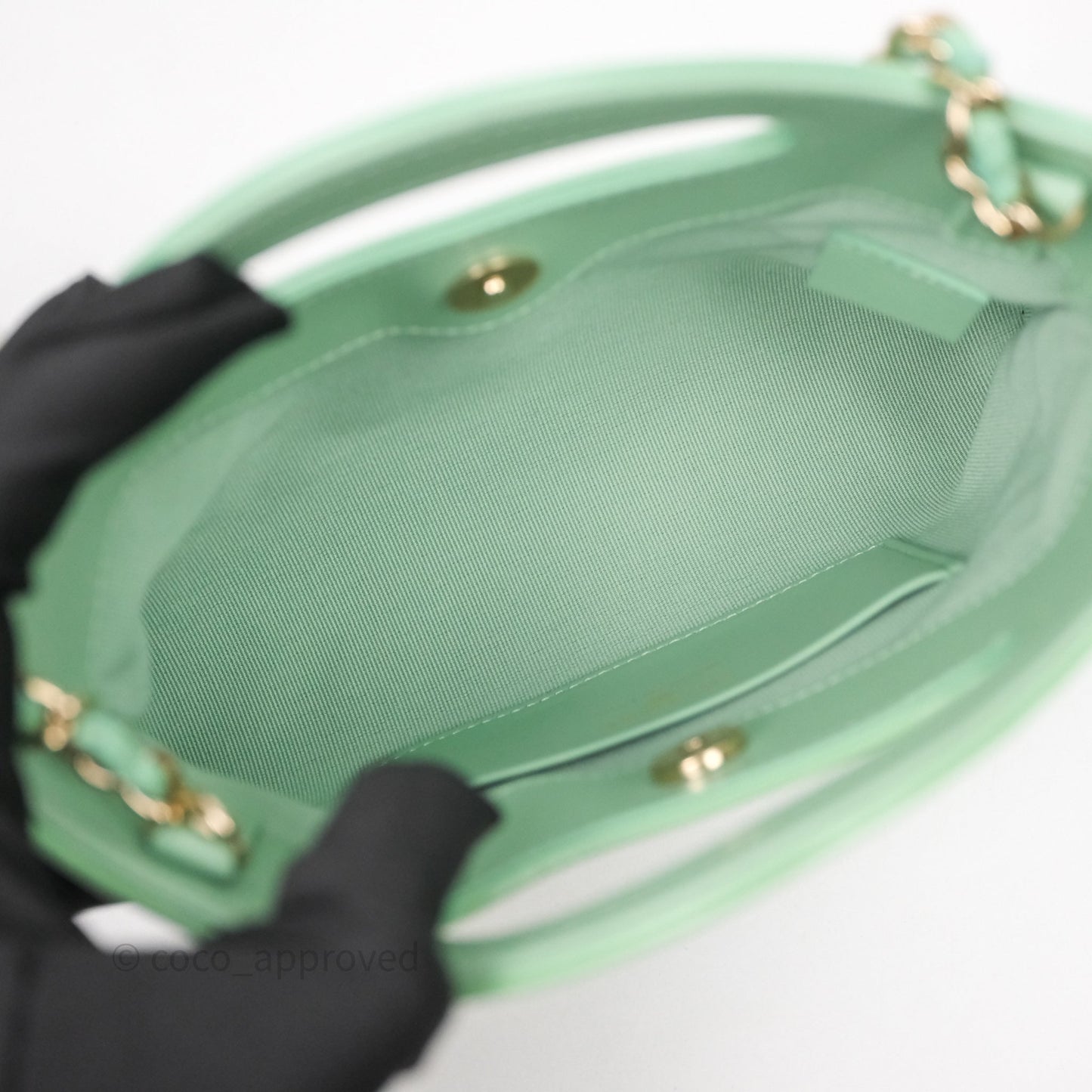 Chanel Nano 31 Green Shiny Lambskin Gold Hardware
