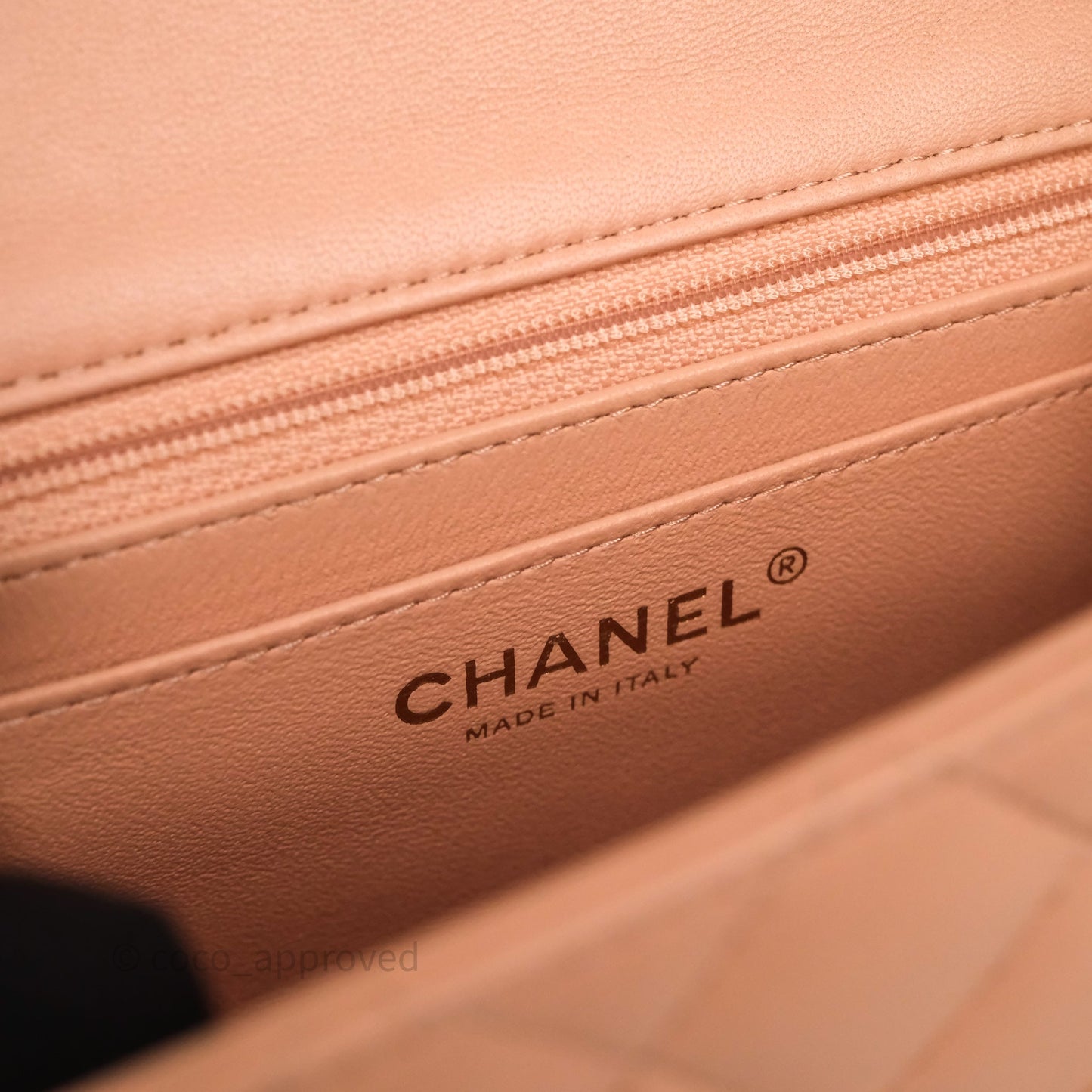 Chanel Mini Square Flap Quilted Orange Clair Lambskin Gold Hardware