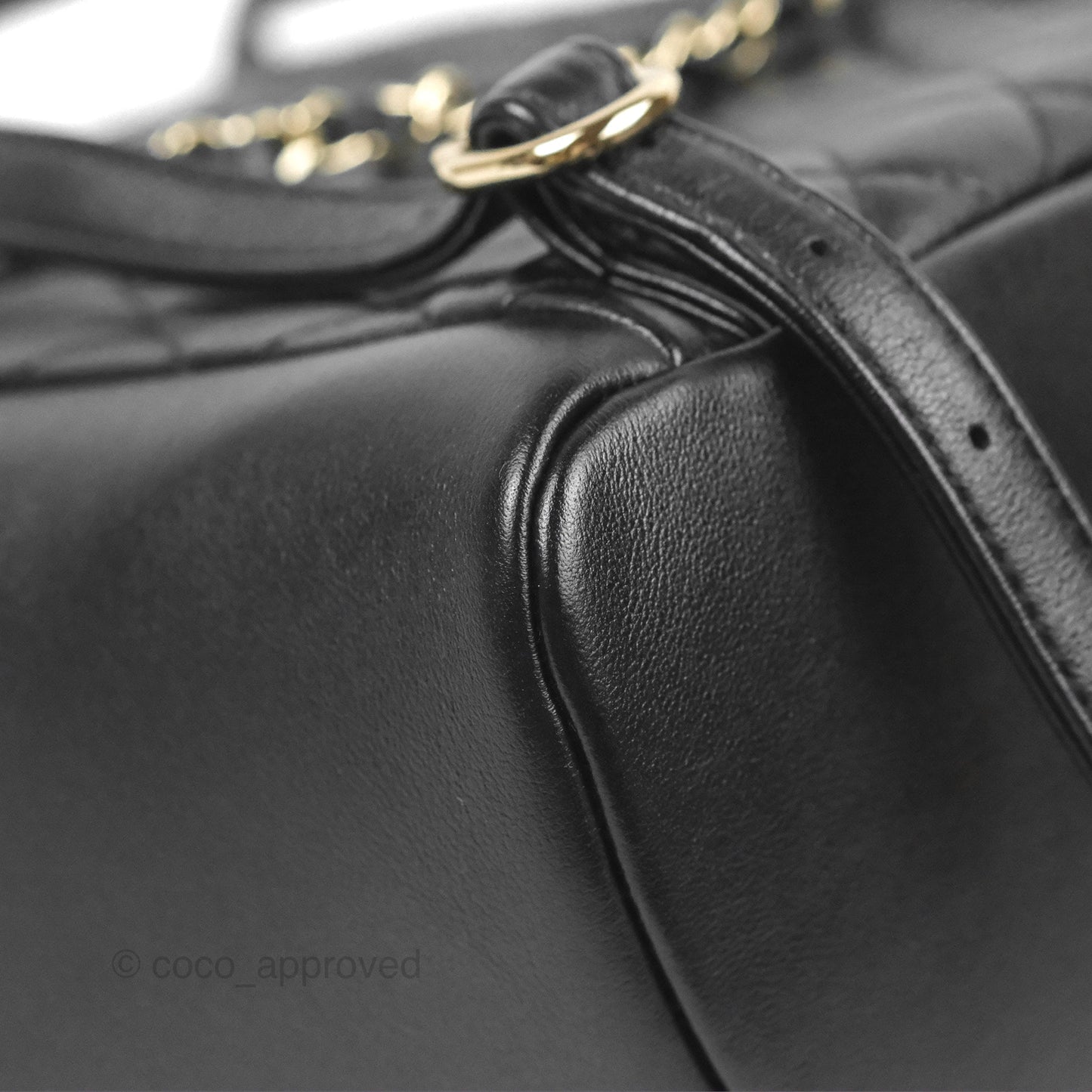 Chanel Duma Backpack Large Black Calfskin Gold Hardware 23P