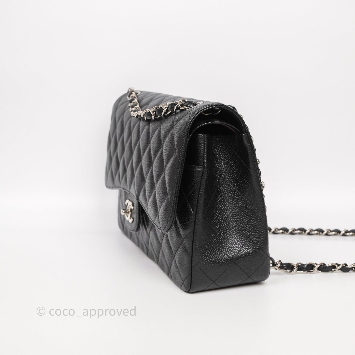 Chanel Jumbo Double Flap Black Caviar Silver Hardware⁣⁣