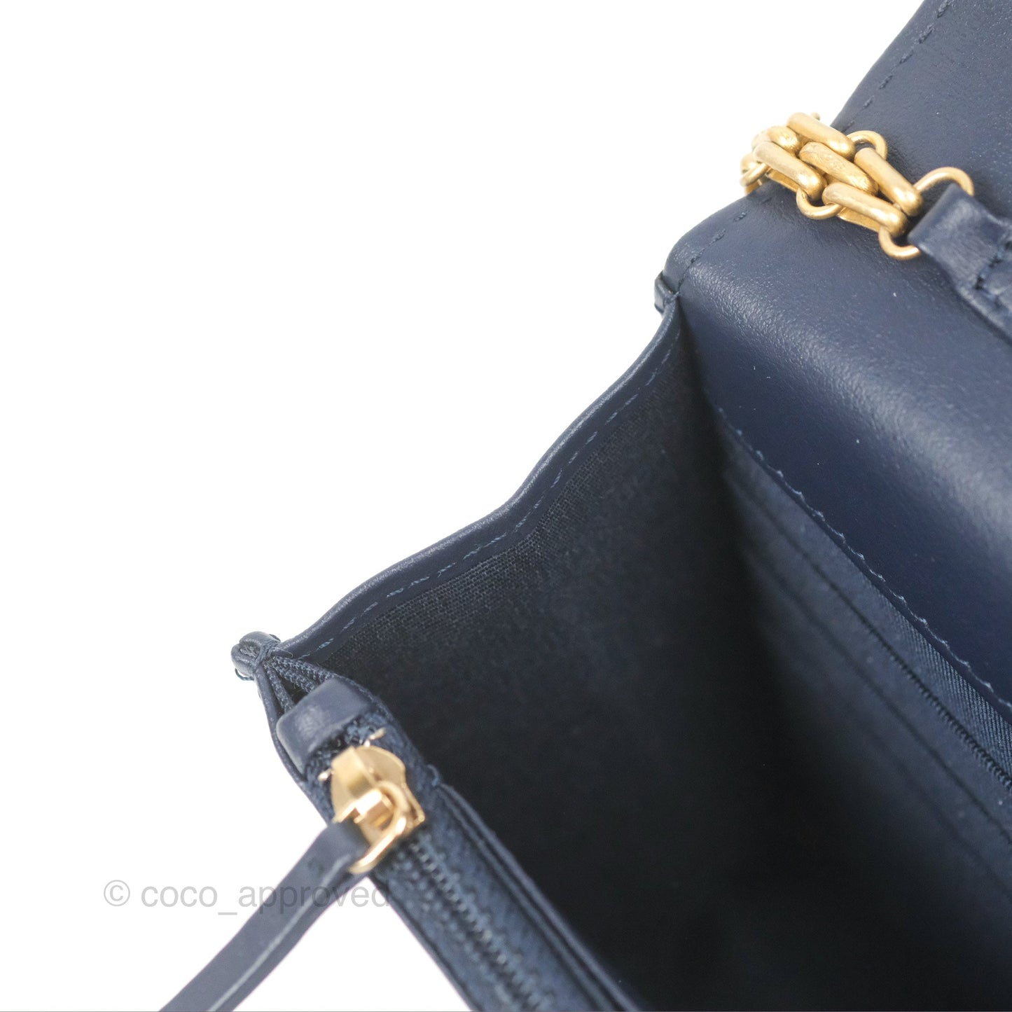 Chanel Quilted Reissue Wallet On Chain WOC Navy Aged Calfskin Gold Hardware