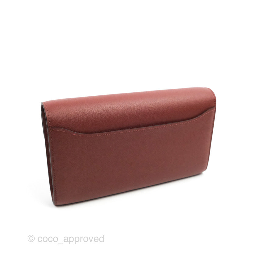 Hermès Constance Long To Go Wallet Red Rouge H Evercolor Gold Hardware