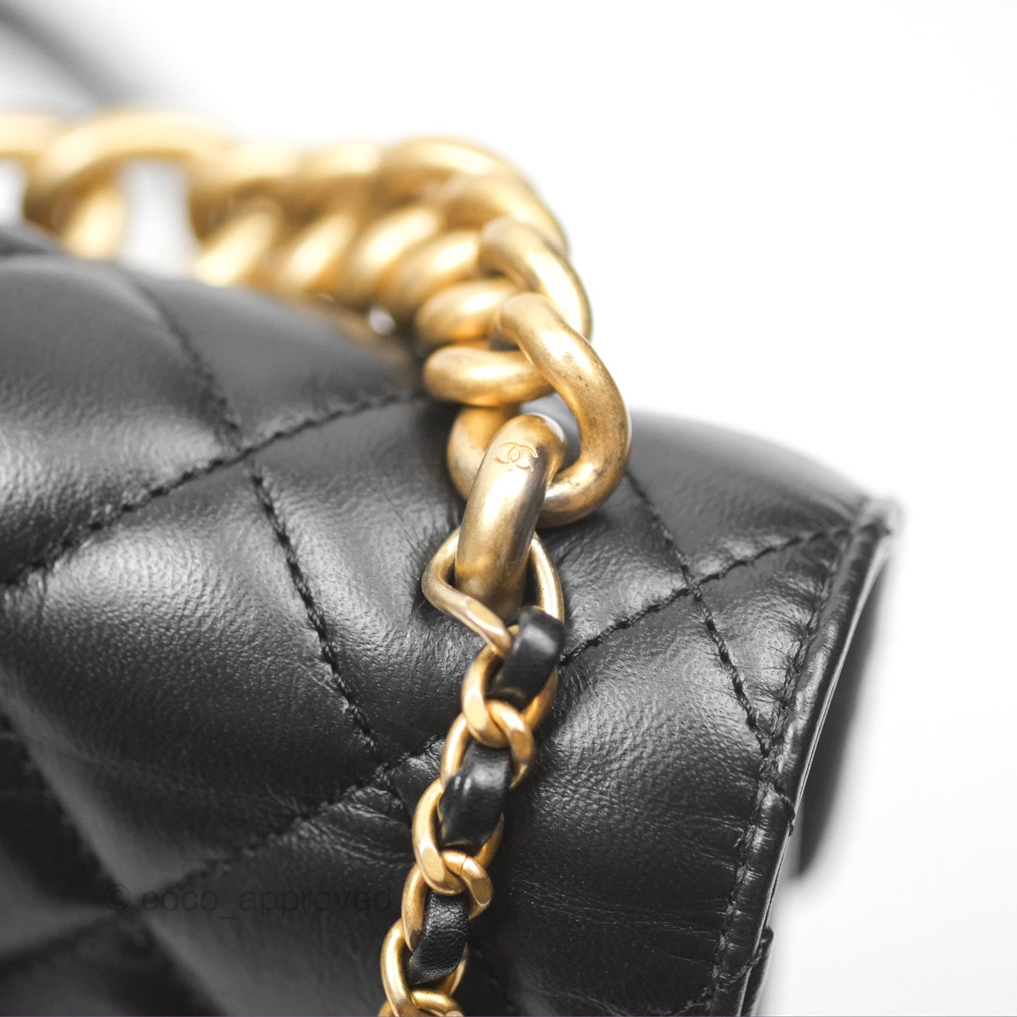 Chanel Chain Handle Small Flap Bag Black Calfskin