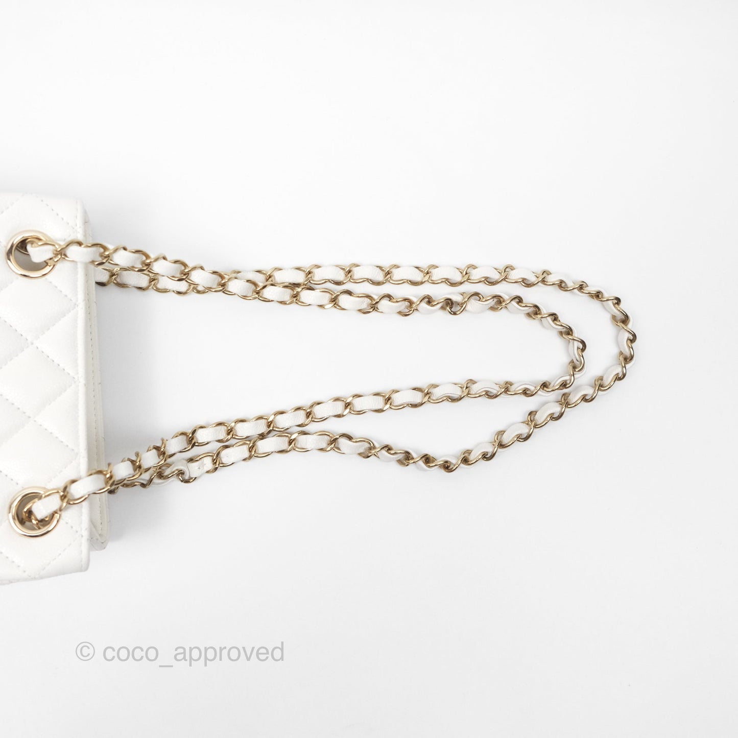 Chanel Mini Bucket Tote White Caviar Gold Hardware 22S
