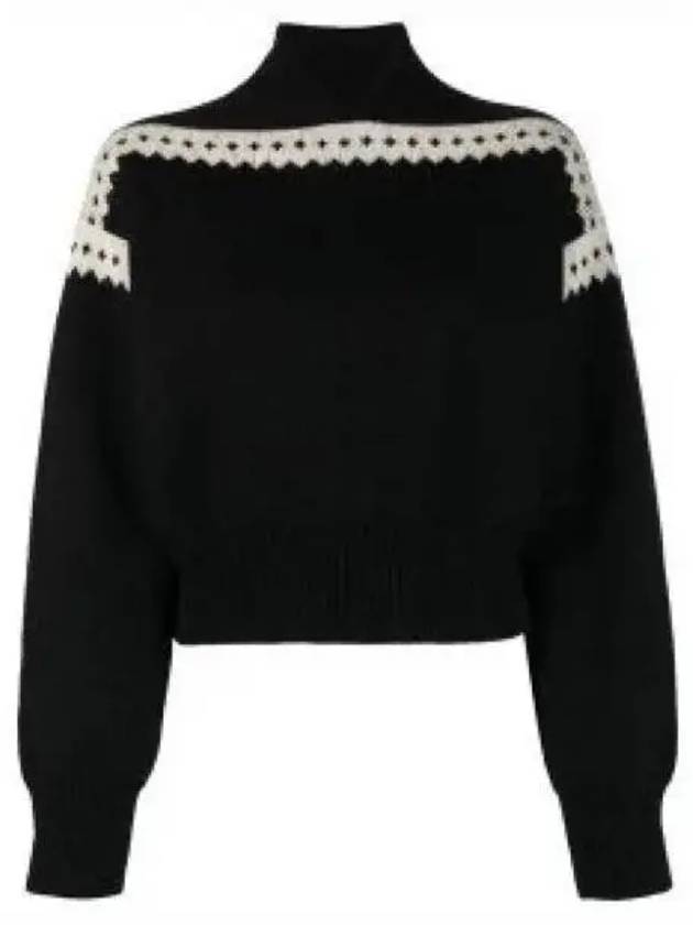 Luxury Saint Laurent Contrast Trim Effect Knit Top Black