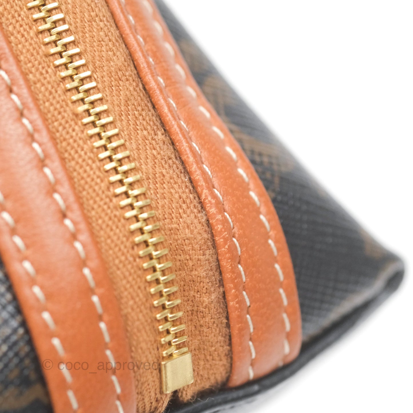Celine Clutch With Chain Triomphe Canvas Lambskin Tan