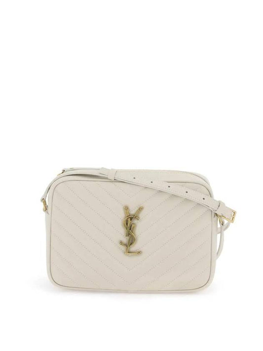 Luxury Saint Laurent Lou Logo Quilting Cross Bag White