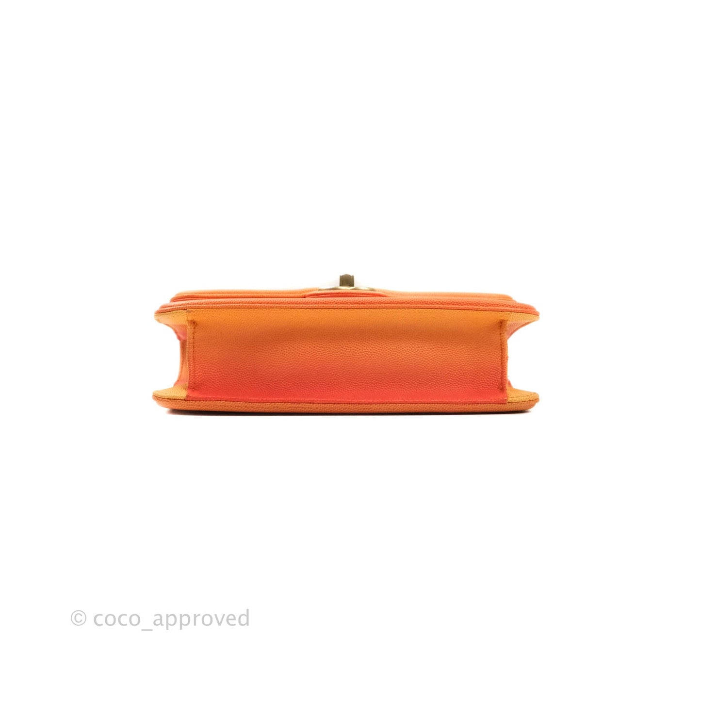 Chanel Quilted Sunset On The Sea Orange Flap Bag Caviar Aged Gold Hardware