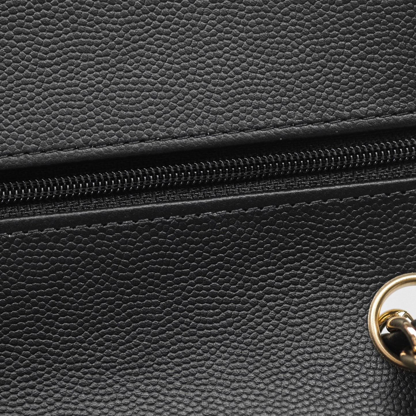 Chanel Classic M/L Medium Flap Chevron Black Caviar Gold Hardware