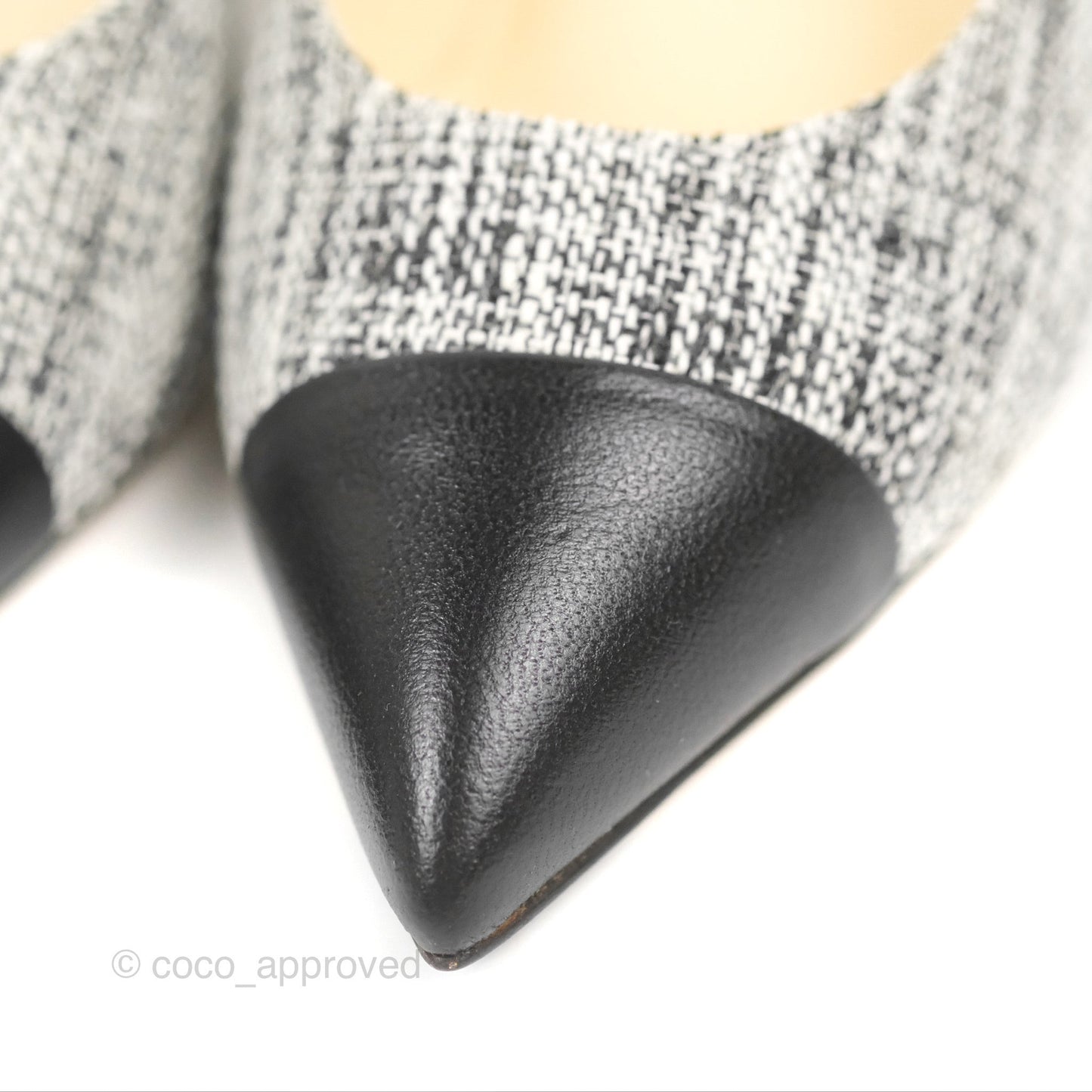Chanel Classic Tweed And Black Calfskin Heels Size 38.5