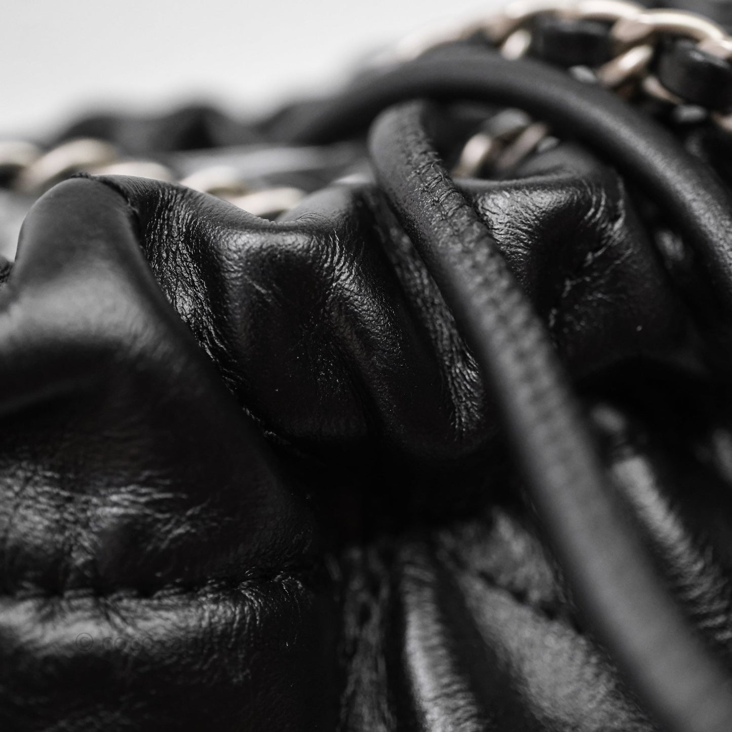Chanel 22 Mini Bag Black Shiny Crumpled Calfskin Matte Silver Hardware
