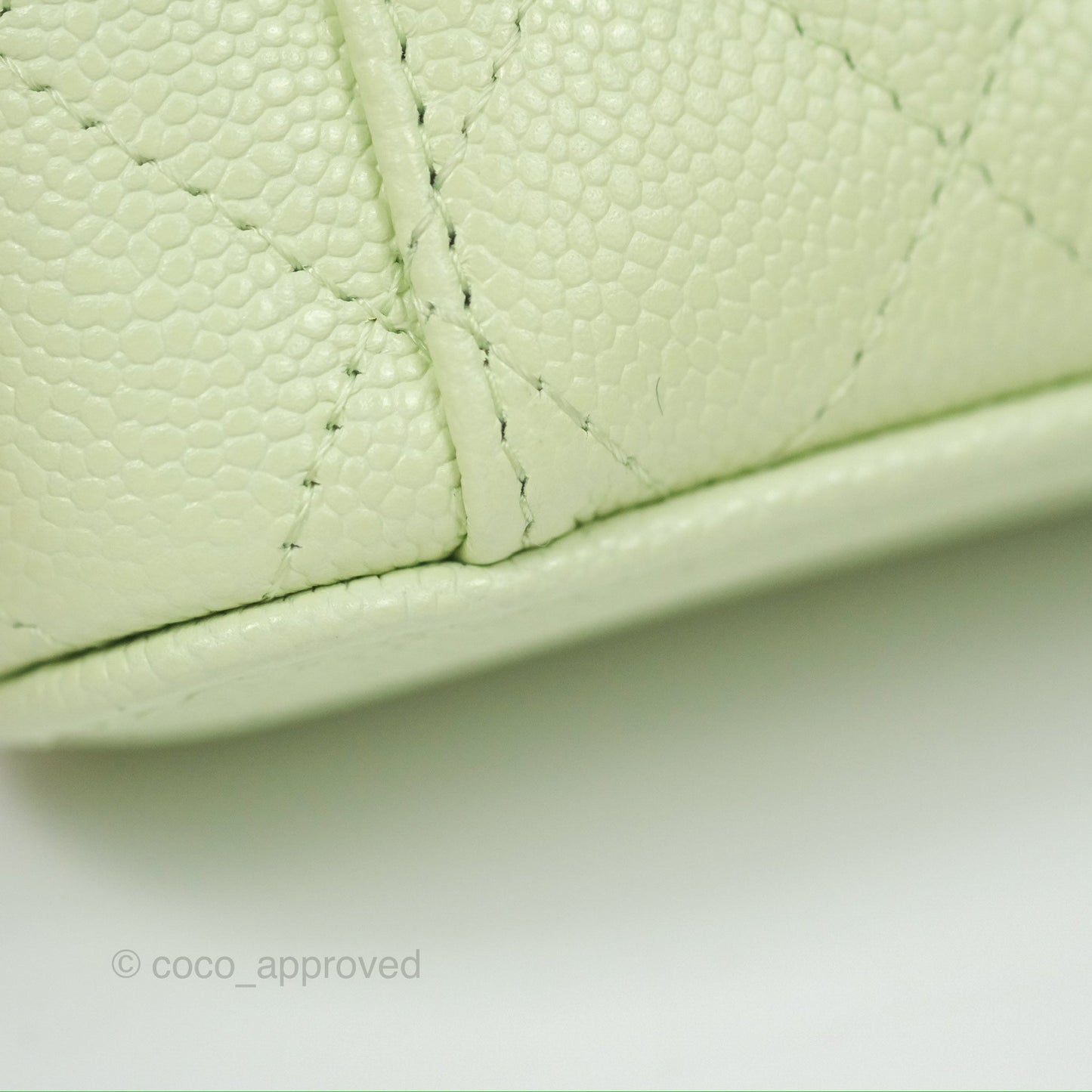 Chanel Quilted Small Handle With Care Vanity Case With Chain Green Caviar Gold Hardware