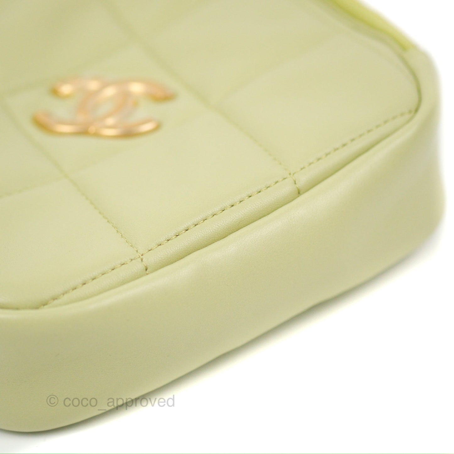 Chanel Small Quilted Diamond Cut Bag Green Lambskin Aged Gold Hardware