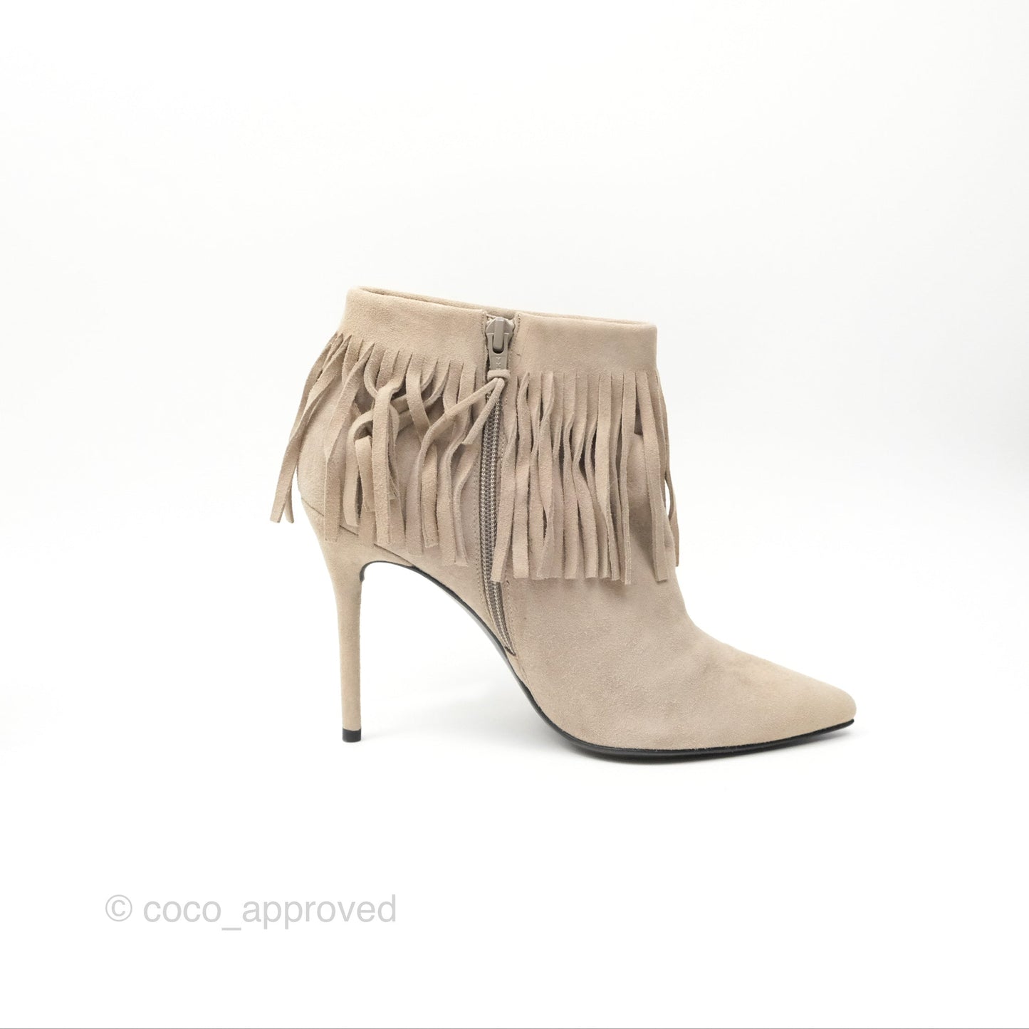 Stuart Weitzman Fringe Times Grey Suede Ankle Boots Size 39