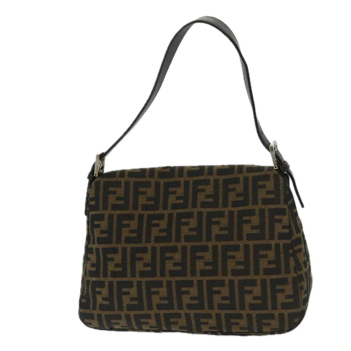 Luxury FendiZucca Canvas Mamma Baguette Shoulder Bag Black Brown68576A