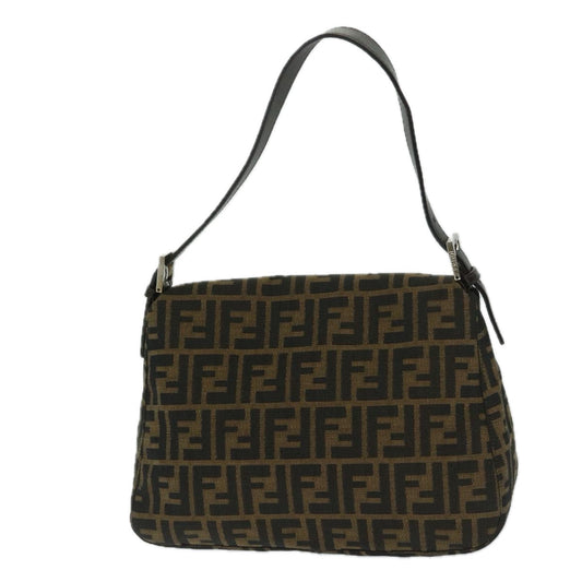 Luxury FendiZucca Canvas Mamma Baguette Shoulder Bag Black Brown68576A