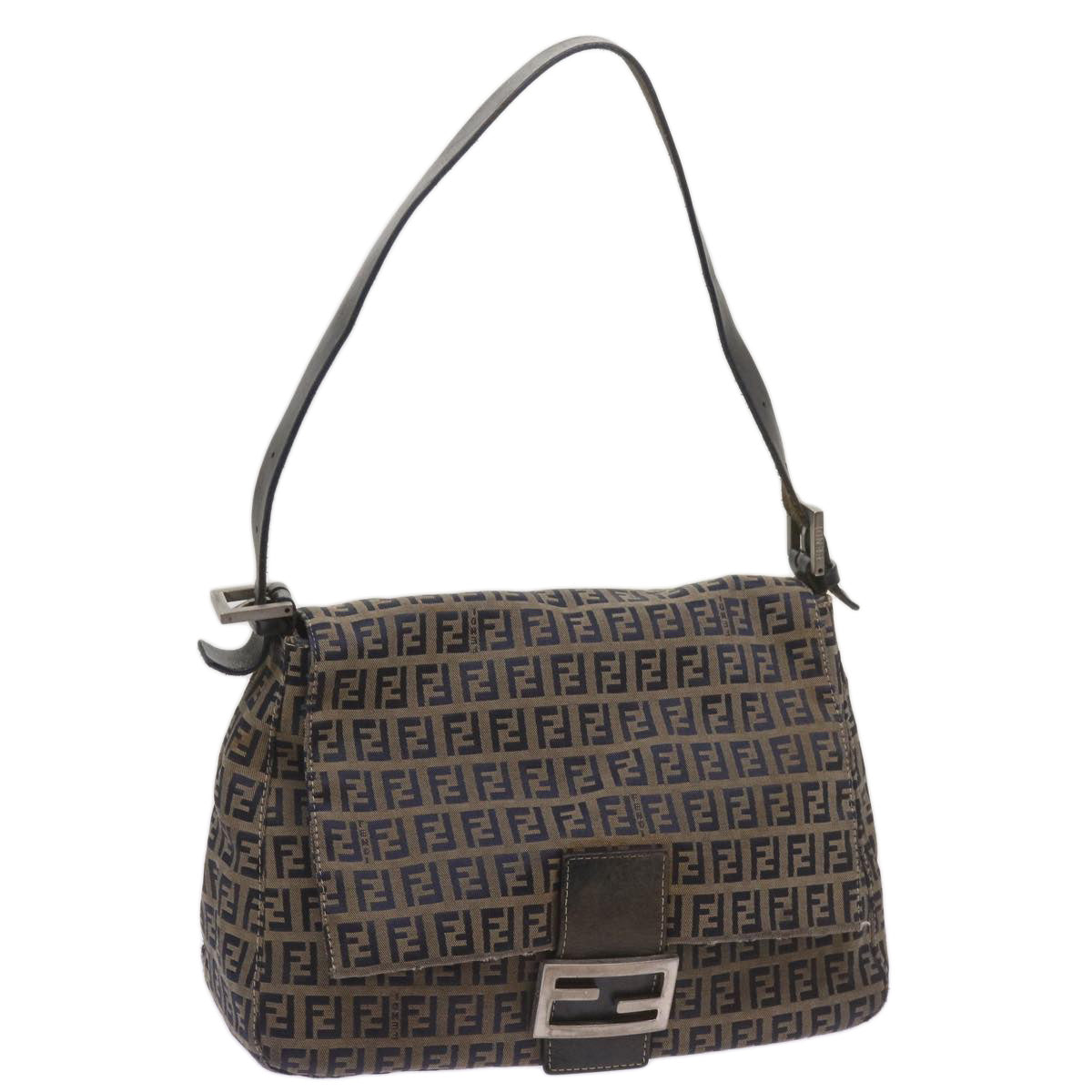 Luxury FendiZucchino Canvas Mamma Baguette Shoulder Bag Navy68577