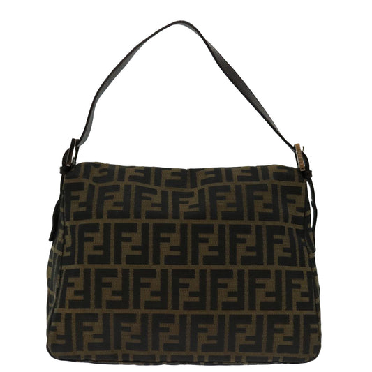 Luxury FendiZucca Canvas Mamma Baguette Shoulder Bag Black Brown68582
