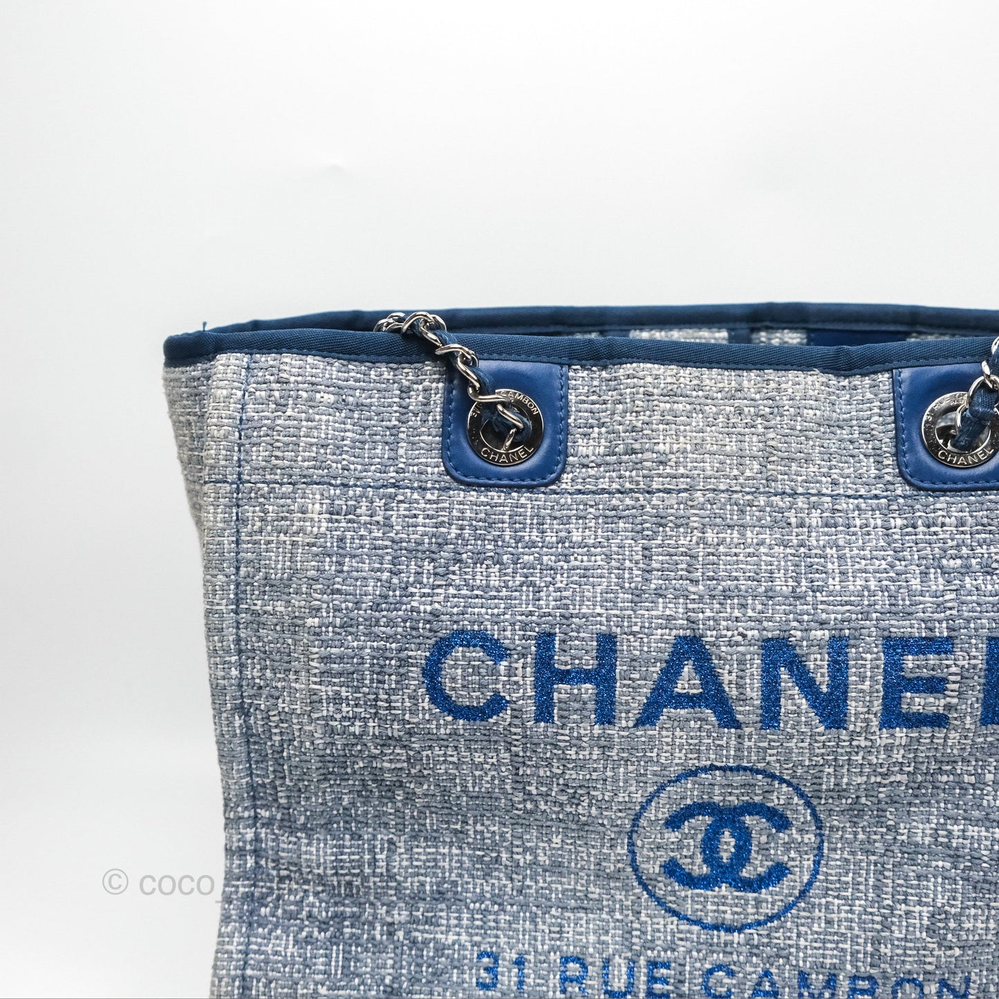 Chanel Medium Deauville Tote Blue Canvas