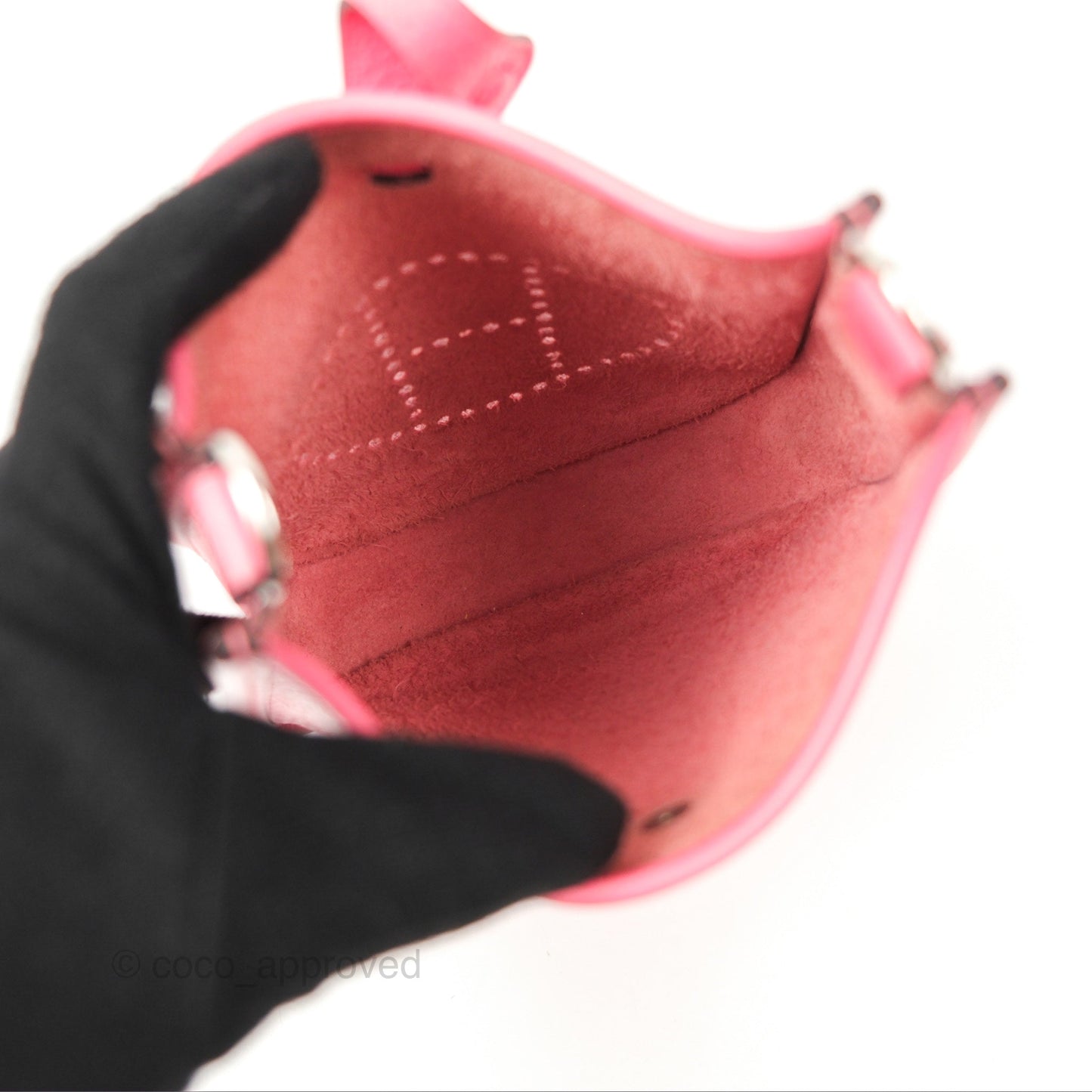 Hermès Mini Evelyne 16 Rose Azalee Clemence Palladium Hardware