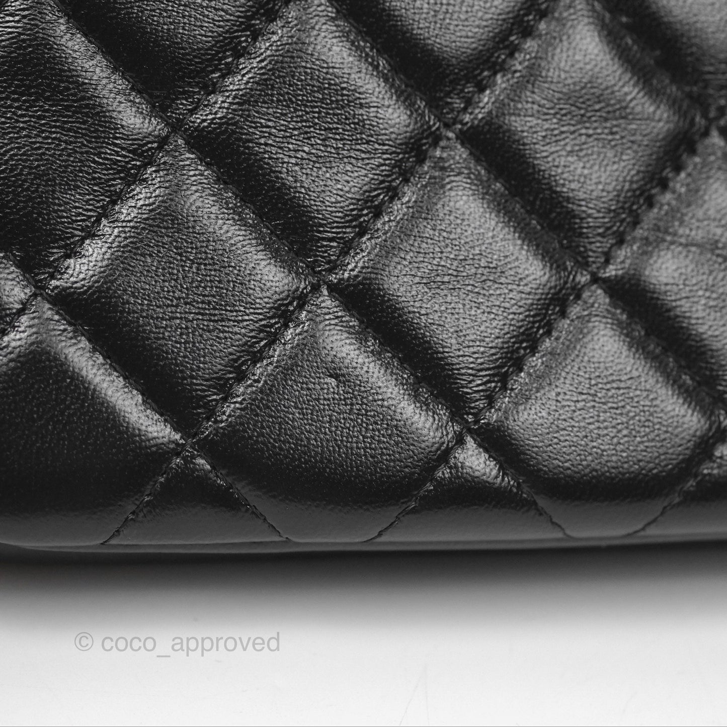 Chanel Flap Phone Holder With Chain Quilted Black Shiny Lambskin