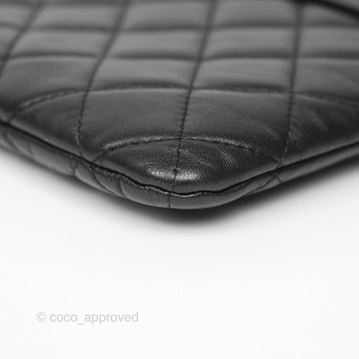 Chanel Flap O Case Clutch Black Lambskin Silver Hardware