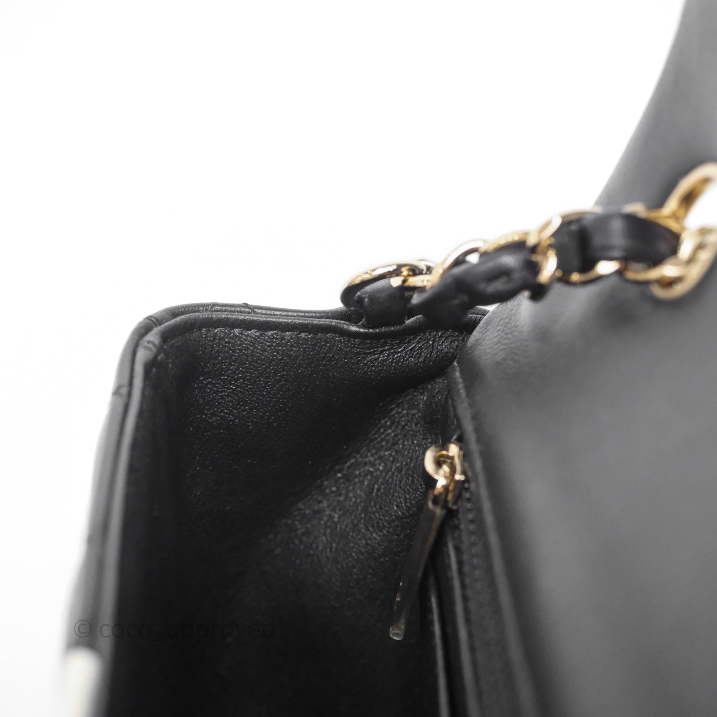Chanel Mini Rectangular Flap Quilted Black White Lambskin Gold Hardware
