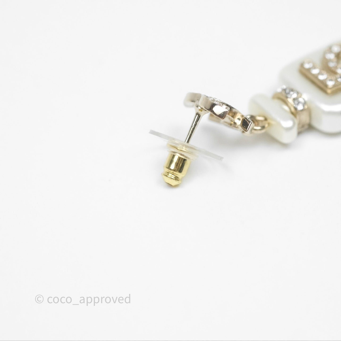 Chanel Crystal CC No5 Perfume Bottle Drop Earrings Gold Tone 22S
