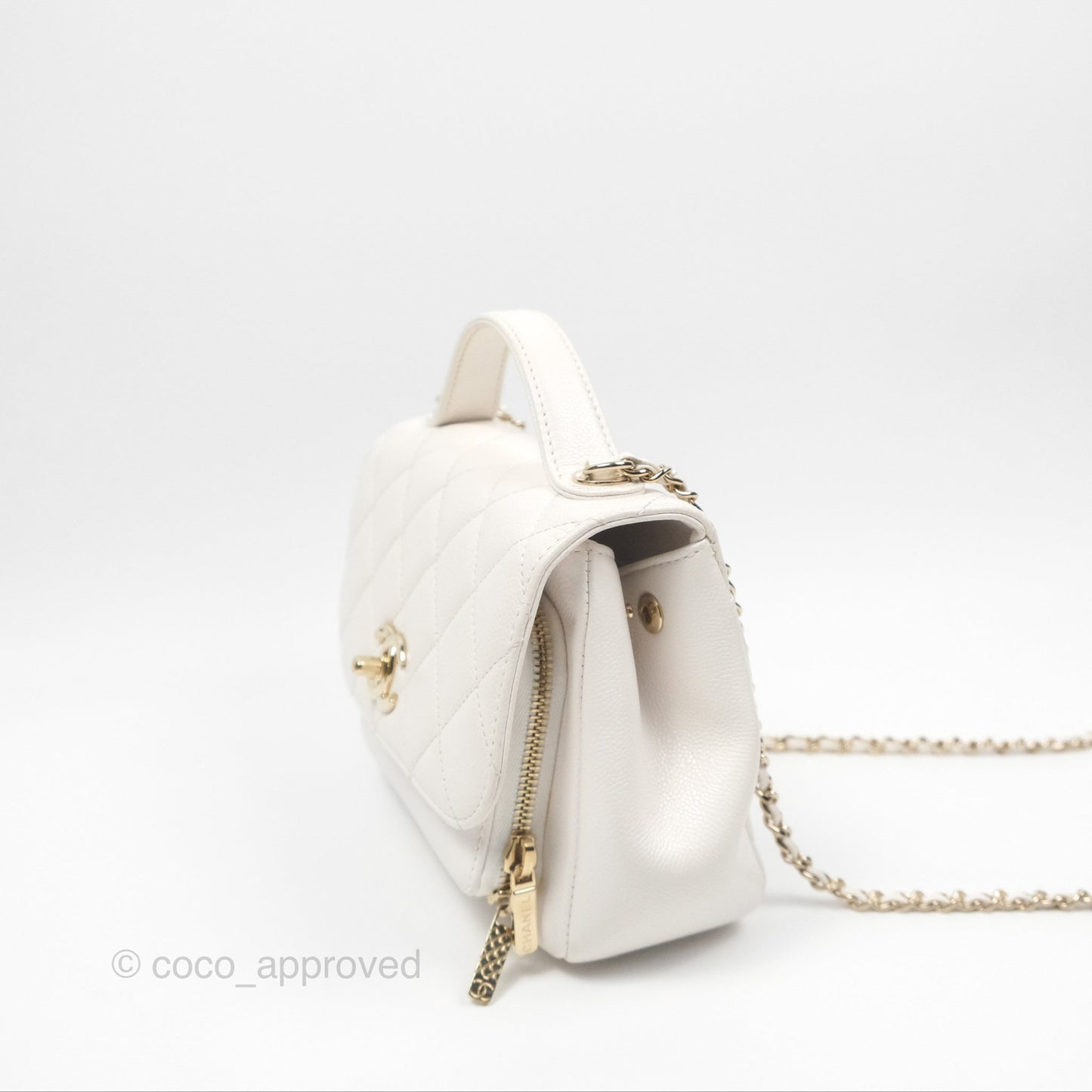Chanel Quilted Small Business Affinity Flap White Caviar Gold Hardware