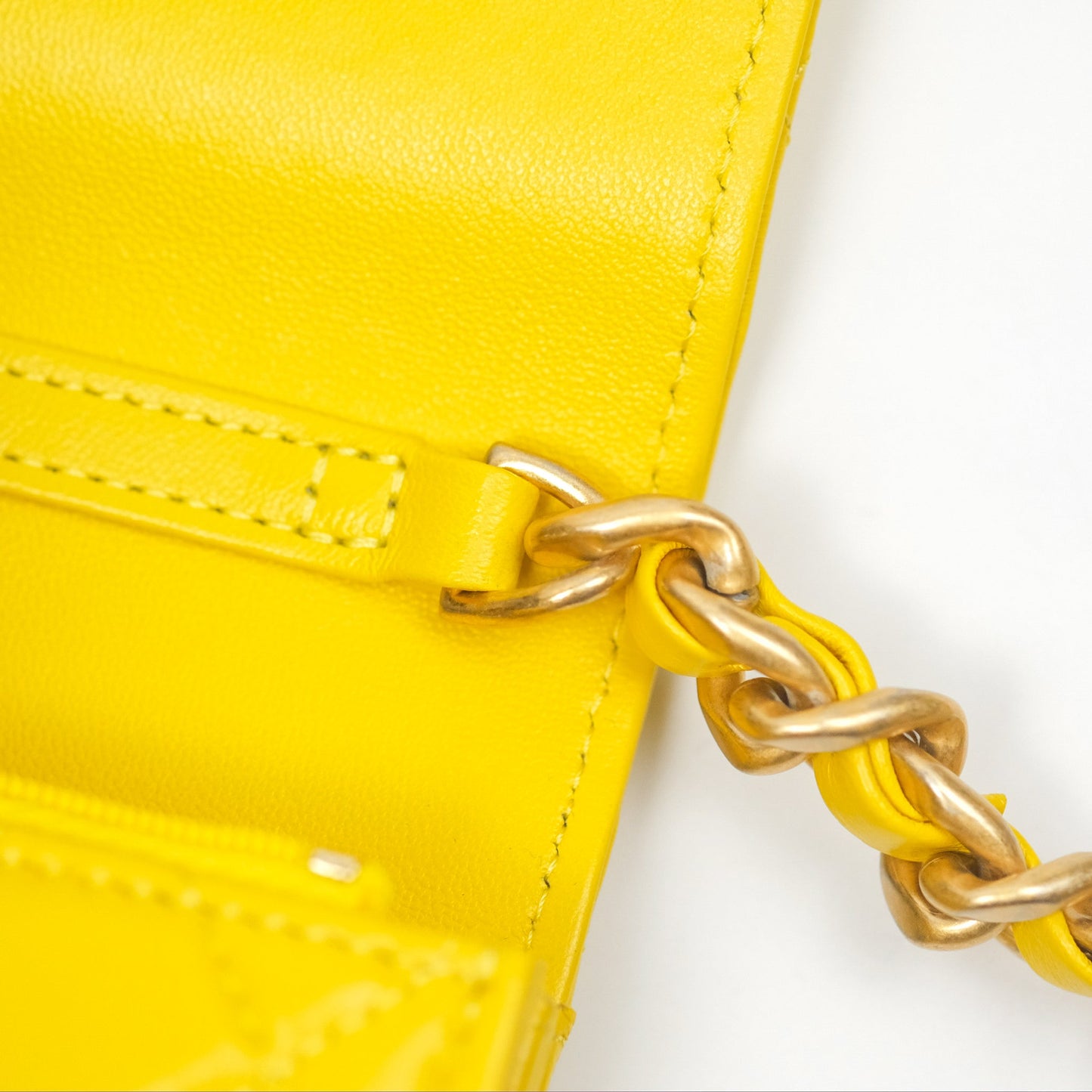 Chanel Lacquered Chain Mini WOC Yellow Lambskin