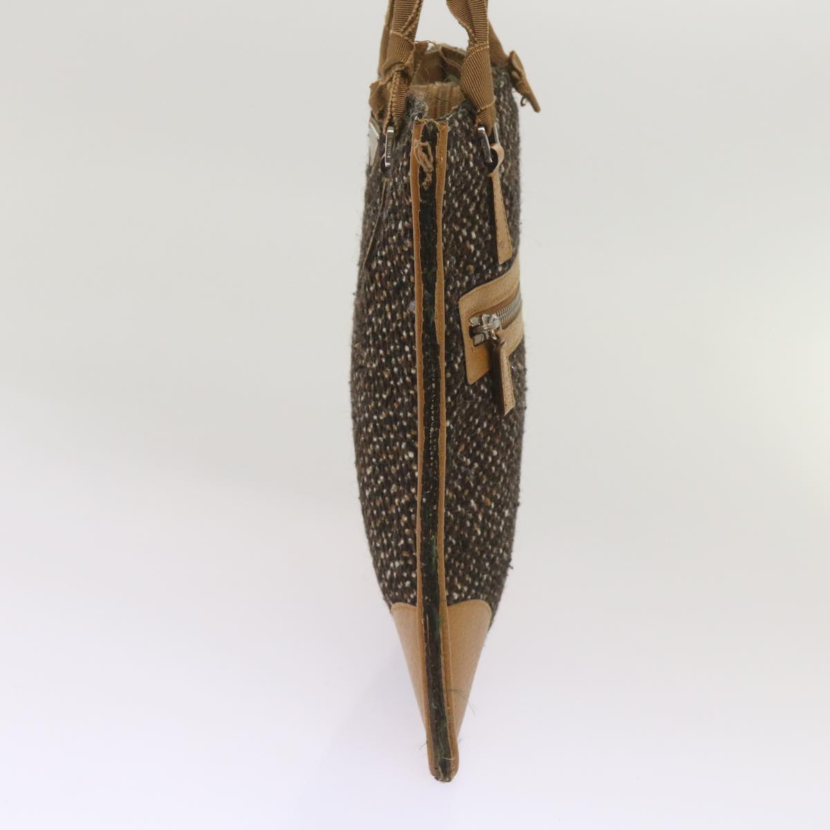 Luxury PradaHand Bag Wool Brown 68624