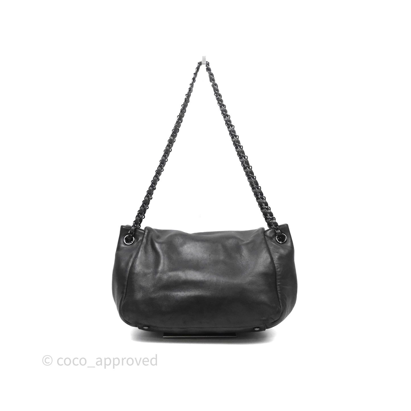 Chanel Lambskin Studded Accordion Black CC Flap Bag So Black Hardware