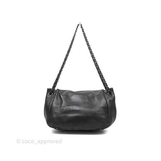 Chanel Lambskin Studded Accordion Black CC Flap Bag So Black Hardware