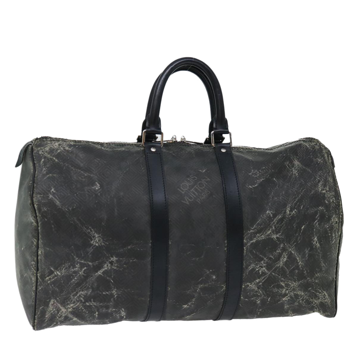 LOUIS VUITTON Damier Carbon Keepall 45 Boston Bag Black N41415 LV 68634