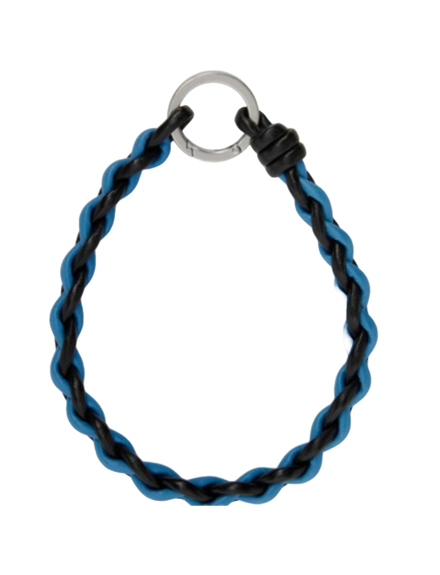 Luxury Bottega Veneta Black & Blue Woven Leather Keychain