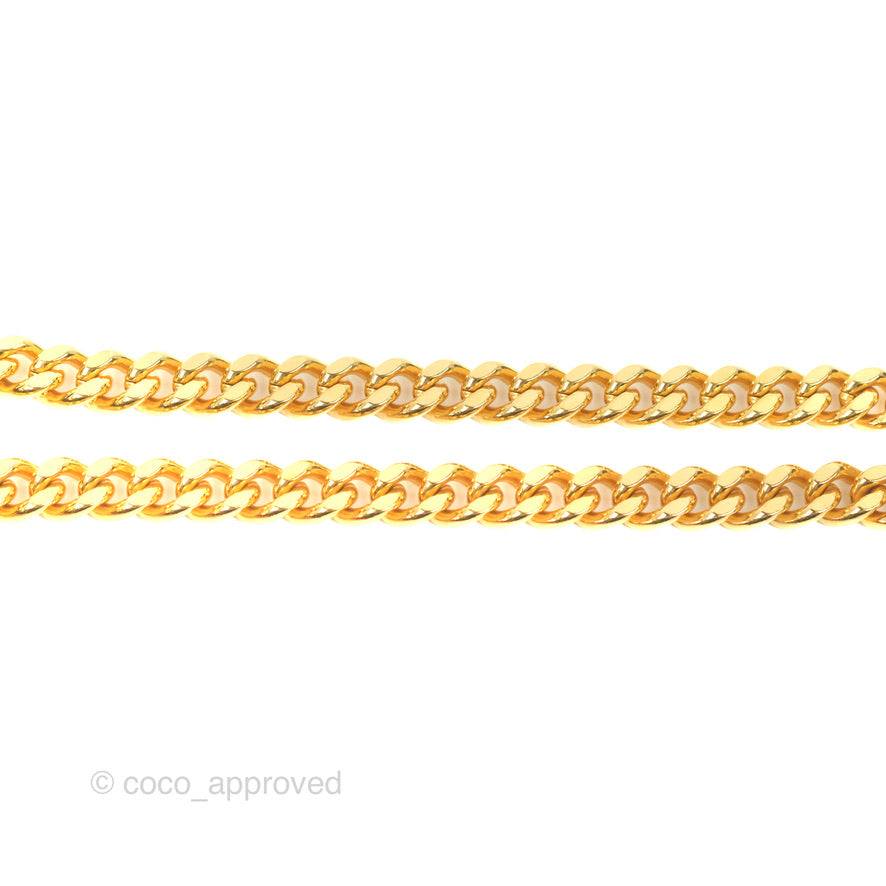 Chanel Rue Cambon Plate Pendant Chain Necklace Gold Tone 22A