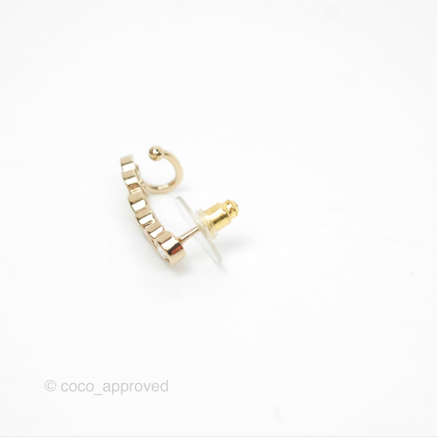 Chanel CC Coco Crystal Earrings Ear Clip Gold Tone 23V