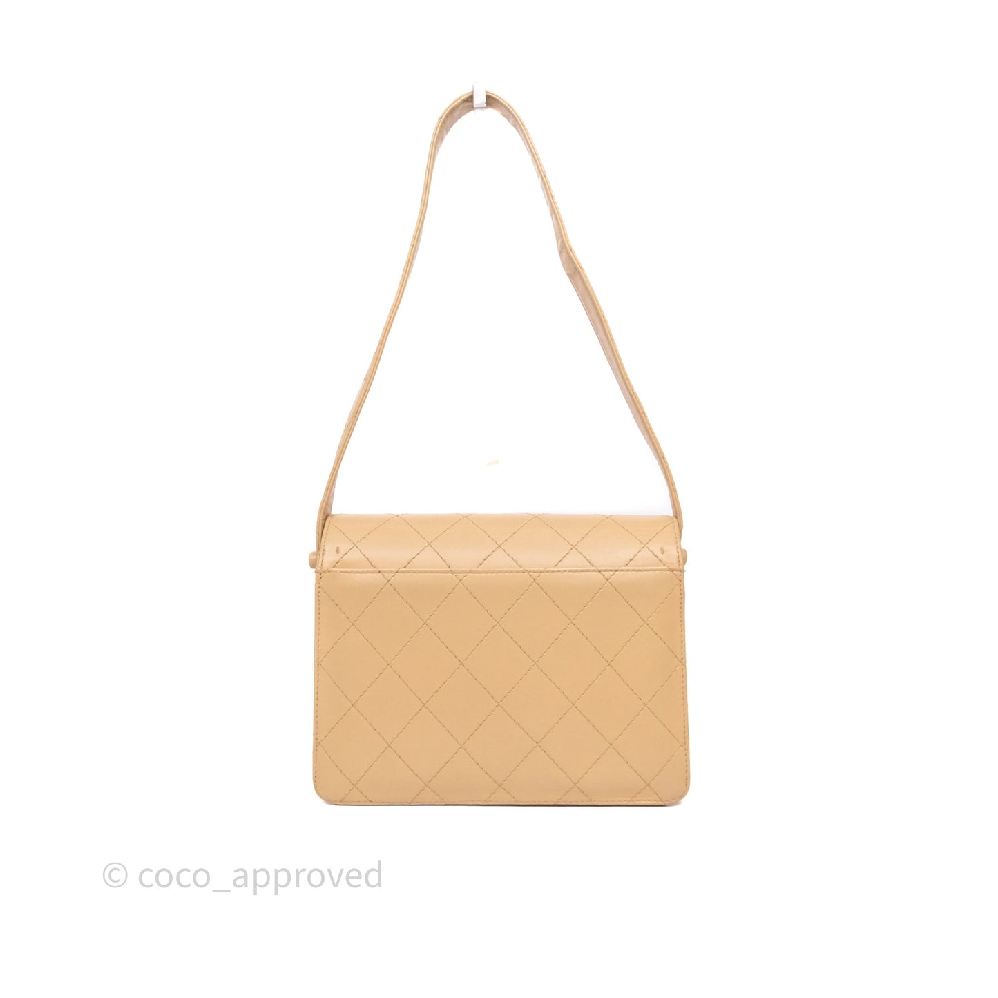 Chanel Vintage Quilted Kelly Shoulder Bag Beige Silver Hardware