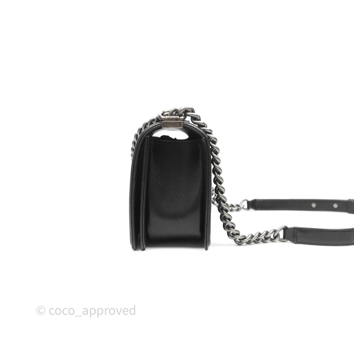 Chanel Quilted Medium Boy Black Caviar Ruthenium Hardware