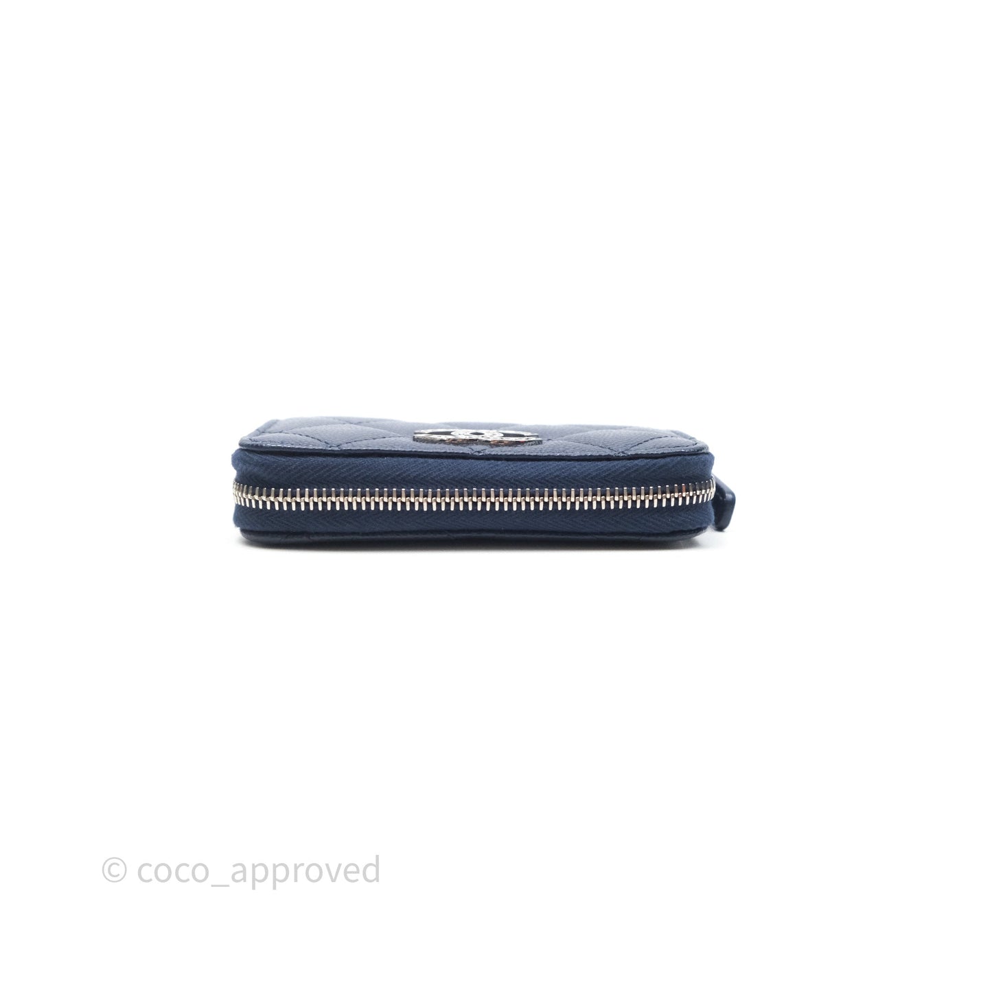 Chanel Logo CC Zipped Coin Purse Navy Caviar Silver Hardware 24P
