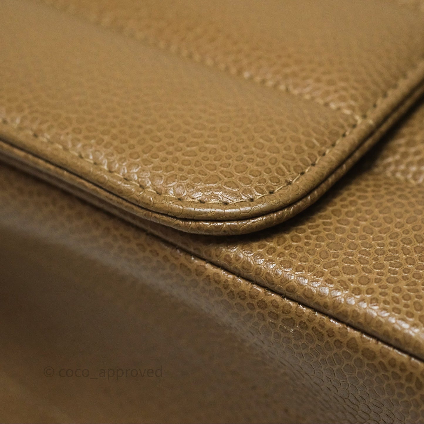Chanel Vintage Vertical Quilted Jumbo Single Flap Beige Caviar 24K Gold Hardware