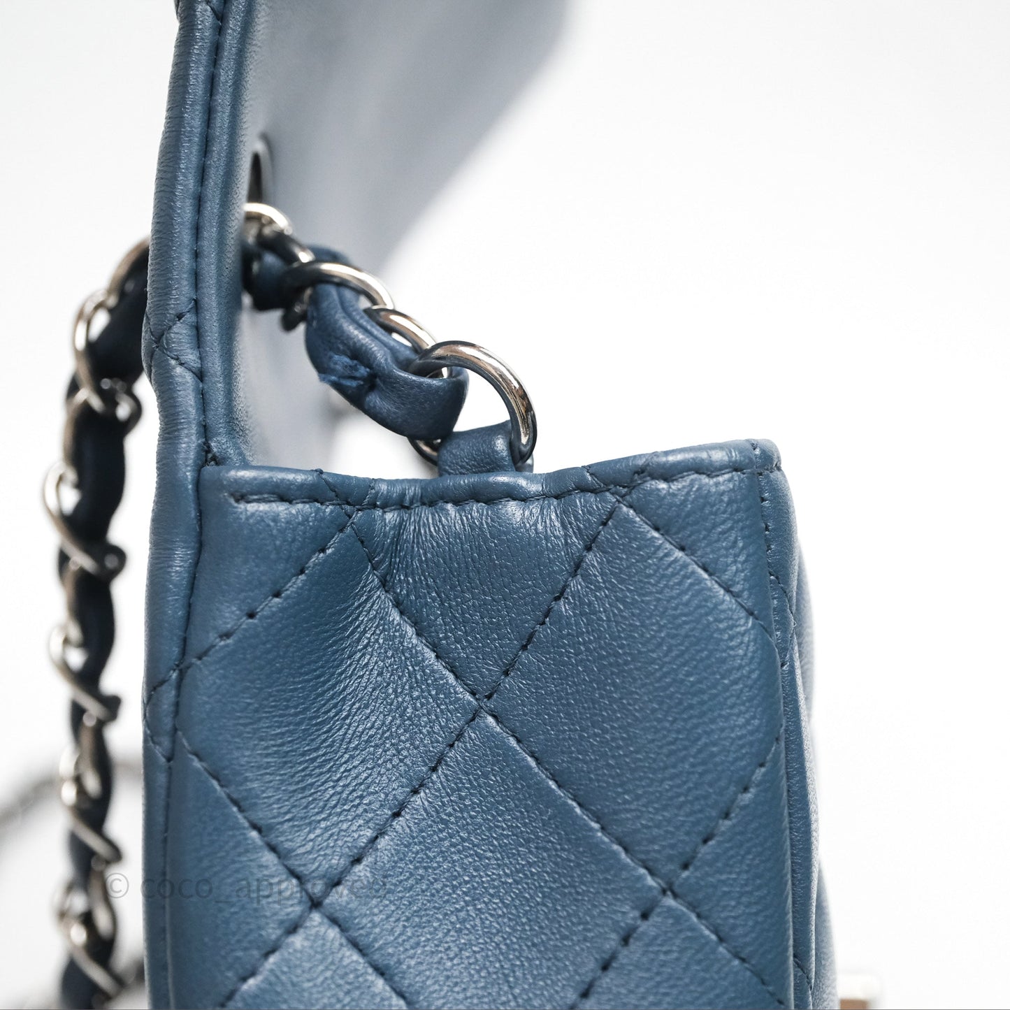 Chanel Quilted Mini Rectangular Navy Lambskin Silver Hardware