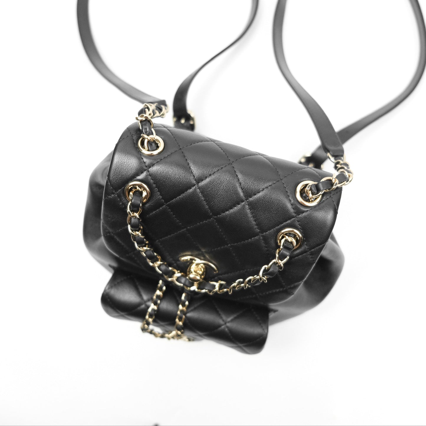 Chanel Quilted Small Duma Drawstring Backpack Black Calfskin