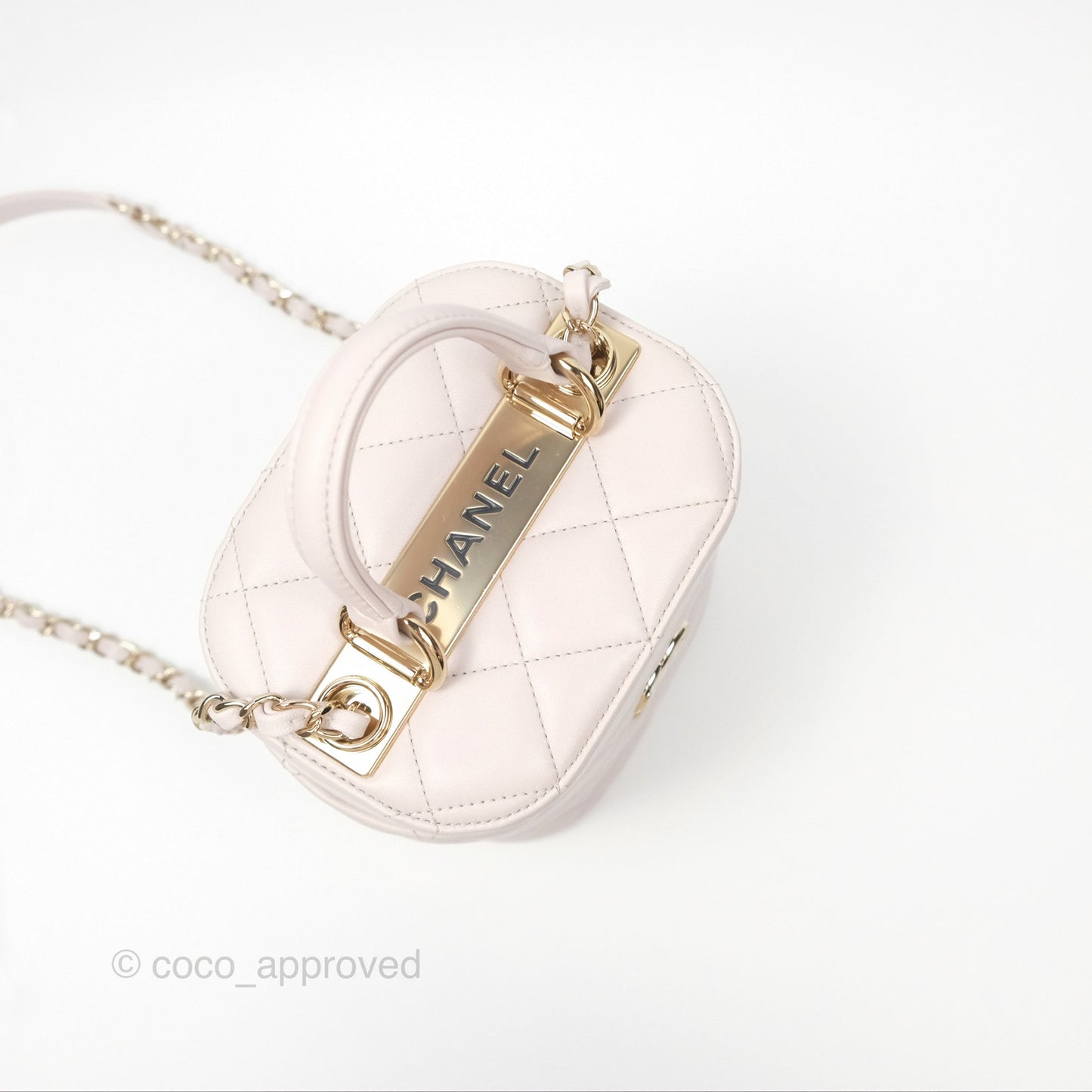 Chanel Small Quilted Top Handle Vanity Case Light Lilac Lambskin Gold Hardware