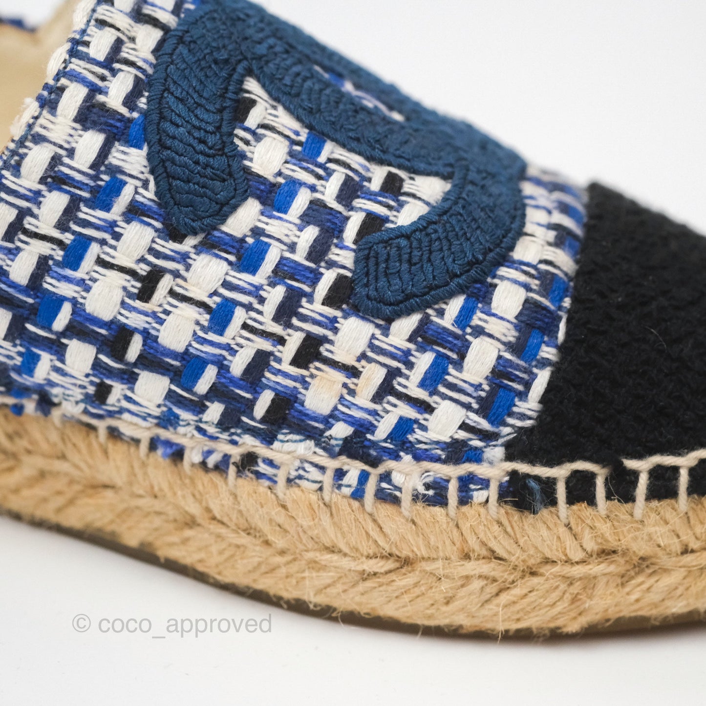Chanel Espadrille Blue Tweed Size 38
