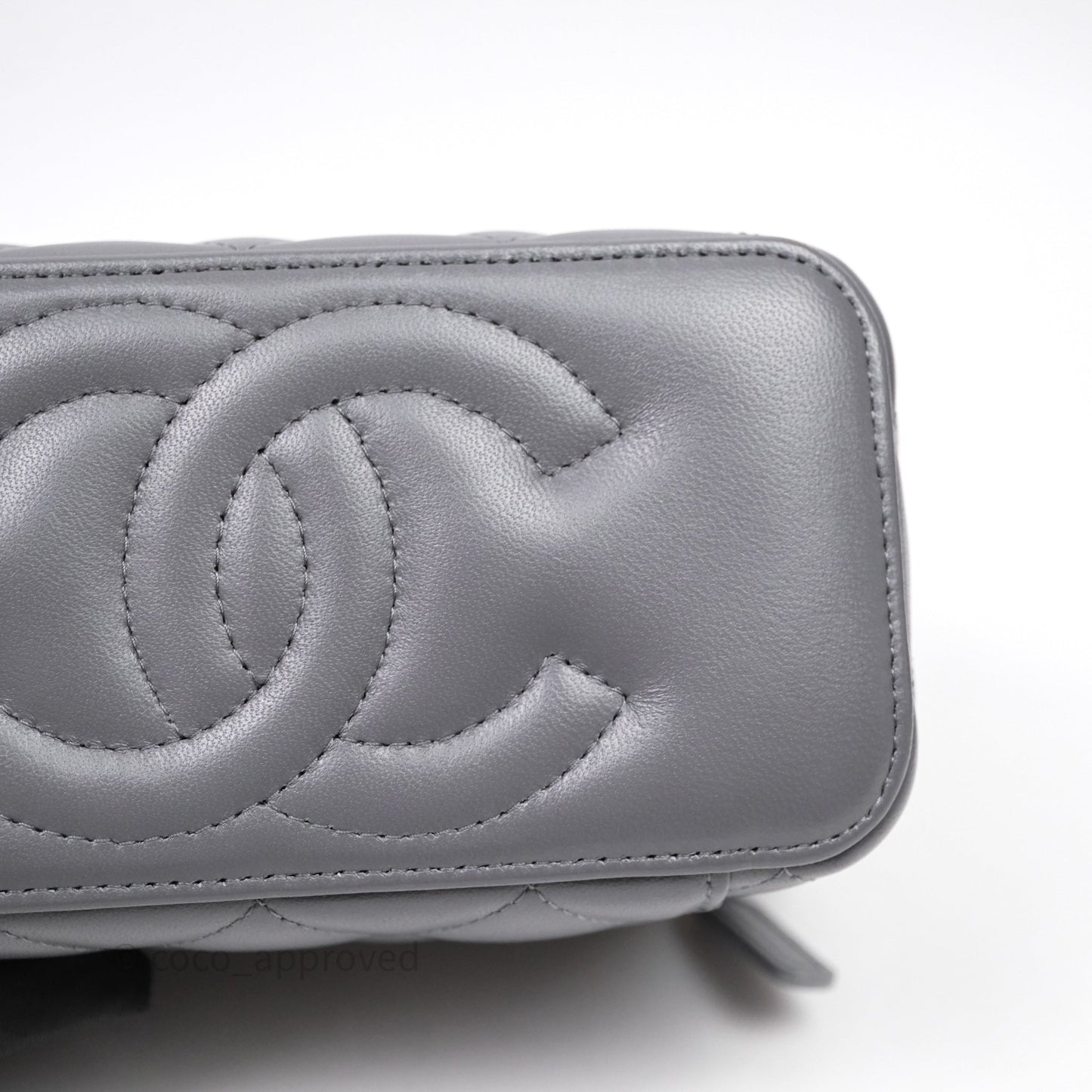 Chanel Vanity Rectangular Top Handle Grey Lambskin Gold Hardware